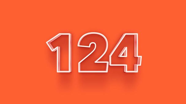 illustration of 3d 124 number on orange background - 写真・画像