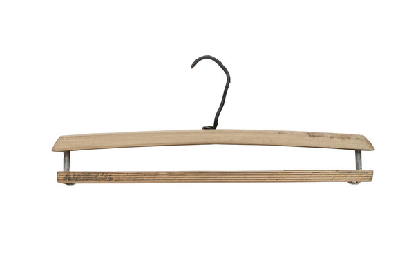 wooden clothes hanger isolated on white background with clipping path - Photo, Image