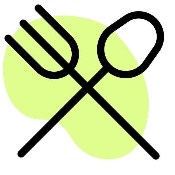 Spoon and fork crossed as a layout in a hotel restaurant - Vector, imagen