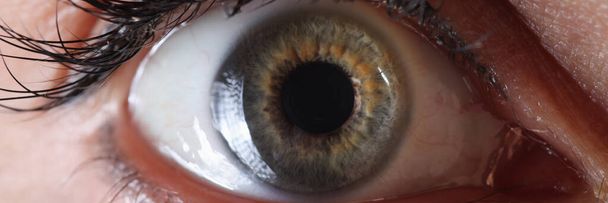 Female eye with permanent eyelid makeup closeup - Foto, Imagen