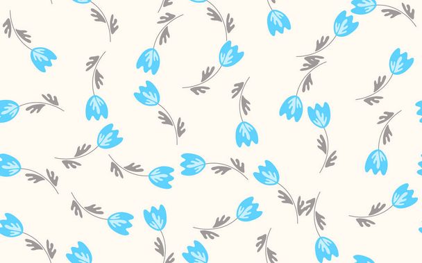 Seamless floral pattern based on traditional folk art ornaments. Colorful flowers on light background. Scandinavian style. Sweden nordic style. Vector illustration. Simple minimalistic pattern - Διάνυσμα, εικόνα