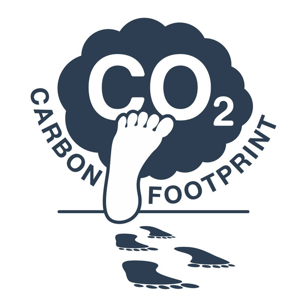 CO2 impronta di carbonio emblema piatto - Vettoriali, immagini