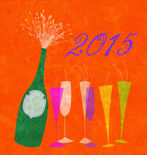 Nieuwjaar 2015 champagne - Foto, afbeelding