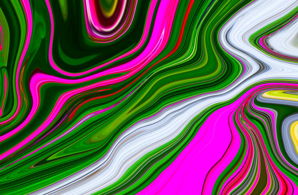 Modern colorful liquid art background. Wave color Liquid shape. Green, White and Pink colours. Abstract design, Flow Backgound. - Photo, Image