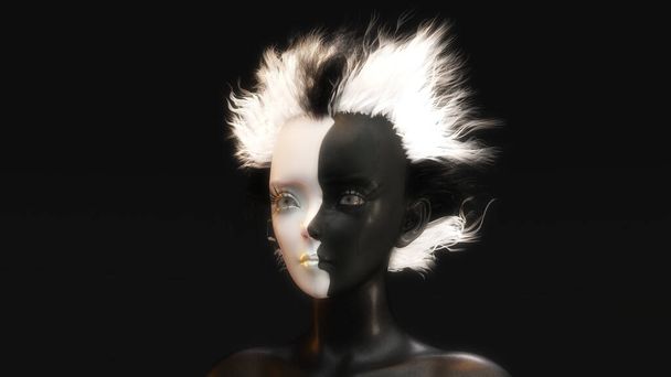 Artistic 3D Illustration of a Face - Zdjęcie, obraz