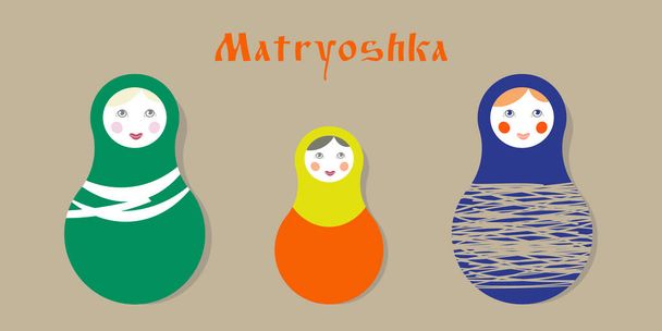 La colección de las muñecas tradicionales rusas - matryoshka. Ilustración vectorial - Vector, imagen