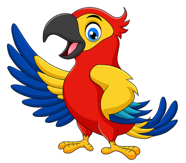 Симпатичная векторная иллюстрация попугая - Вектор,изображение