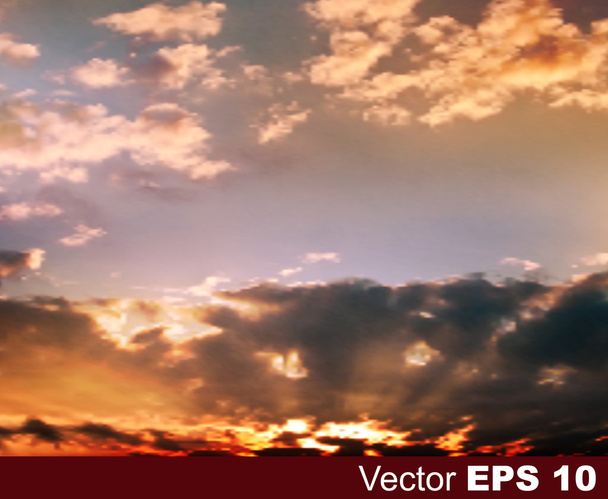 abstracte aard achtergrond met zonsondergang en wolken - Vector, afbeelding