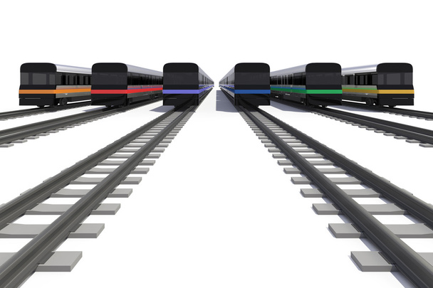 Trenes de diferentes colores
 - Foto, Imagen