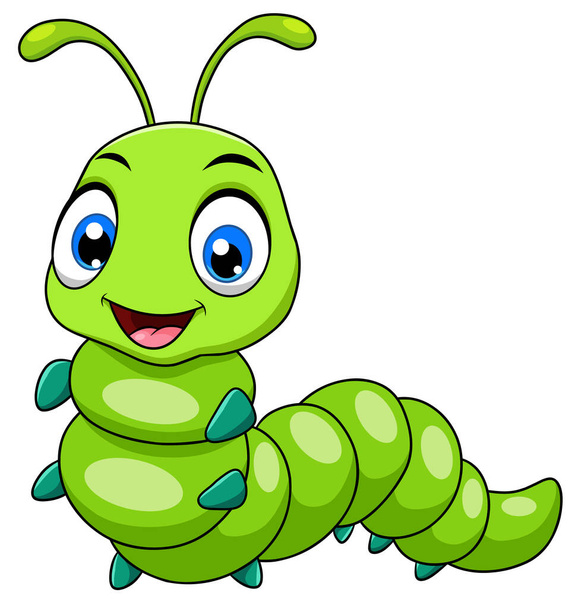 Graziosa illustrazione vettoriale del cartone animato Caterpillar - Vettoriali, immagini