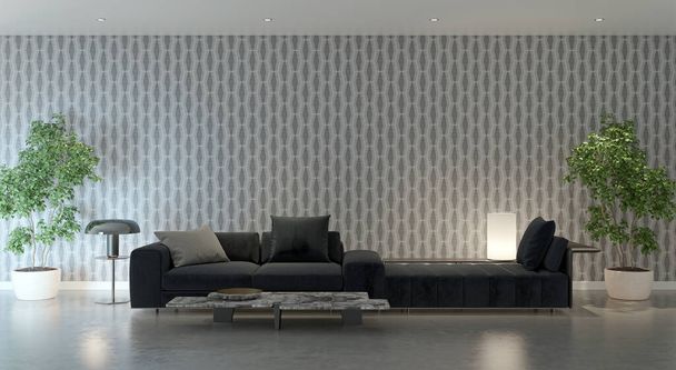 Ilustrace 3D vykreslování velké luxusní moderní světlé interiéry Obývací pokoj mockup počítač digitálně generovaný imag - Fotografie, Obrázek