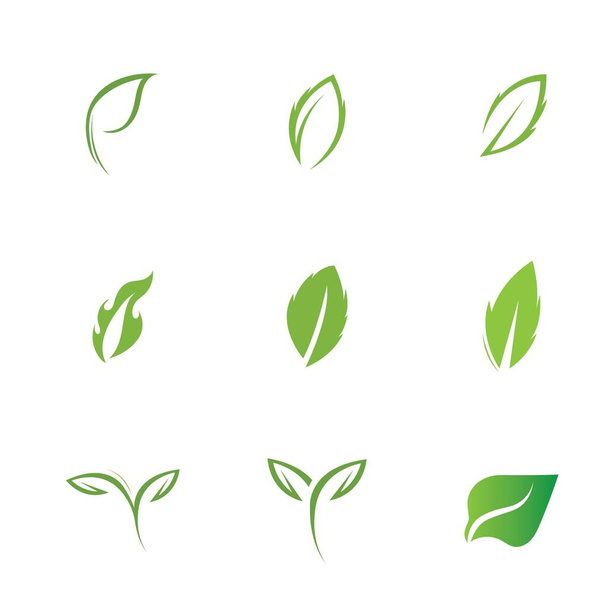 logos conjunto de hoja verde ecología naturaleza elemento vector - Vector, Imagen