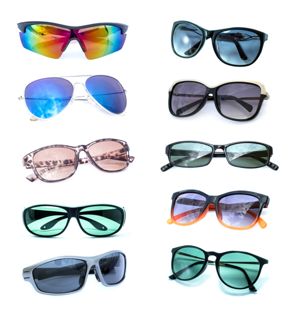 Gruppo di bellissimi occhiali da sole isolati su bianco
 - Foto, immagini