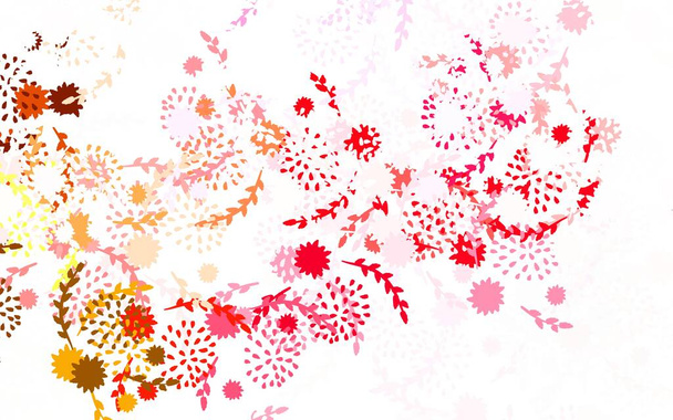 Verde claro, vector rojo fondo natural con flores, rosas. Flores con gradiente sobre fondo blanco. Diseño pintado a mano para tela, envoltura. - Vector, imagen