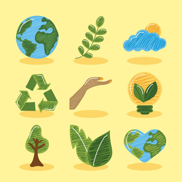 Conjunto de ícones sustentáveis - Vetor, Imagem