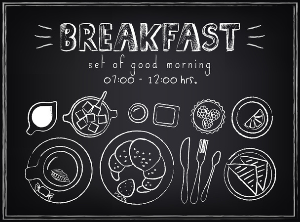 Vintage Poster. Breakfast menu. Sketches  for design in retro style - Vector, Image