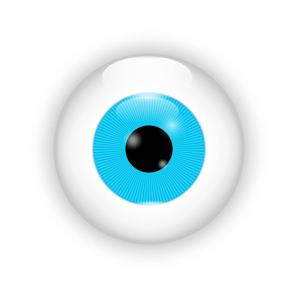 Icono realista del globo ocular azul. Ilustración de cerca sobre fondo blanco. Mano dibujada. Ilustración vectorial. Imagen de stock. - Vector, Imagen