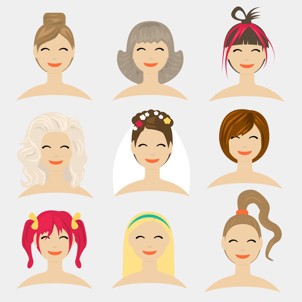 Flat modern design vector illustration concept of hairstyles. - Vector, Image