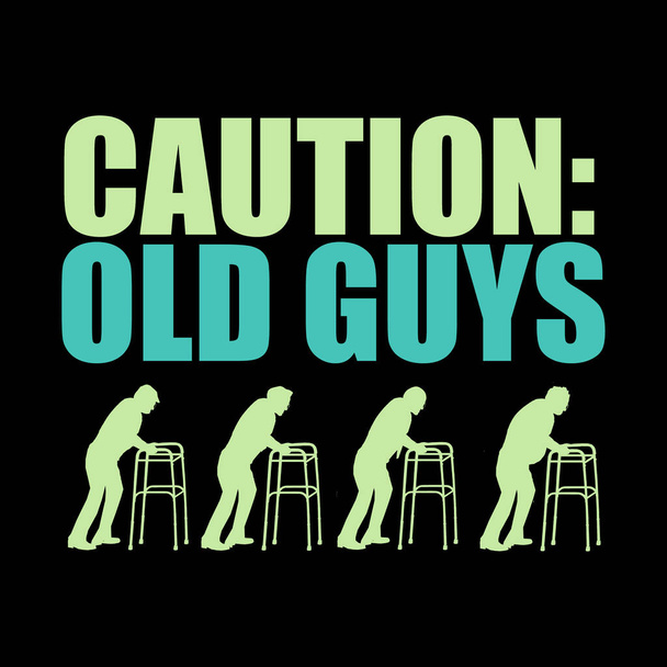 Let op: oude mannen lopen langzaam. Dit is een humoristische aanval op de traagheid van ouderen die het recht hebben verdiend om te vertragen.. - Foto, afbeelding