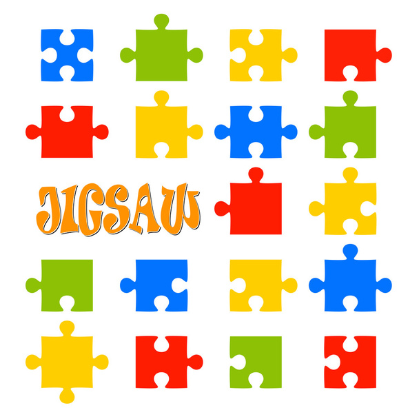 Toutes les 18 pièces de puzzle - colorées
 - Vecteur, image