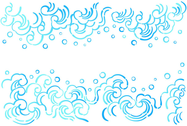 Fışkıran dalga desenli bir kartpostal şablonu. Geleneksel Japon dalgalı kartpostal şablonu. Karakterleri eklemeyi kolaylaştıracak bir boşluk var.  - Fotoğraf, Görsel