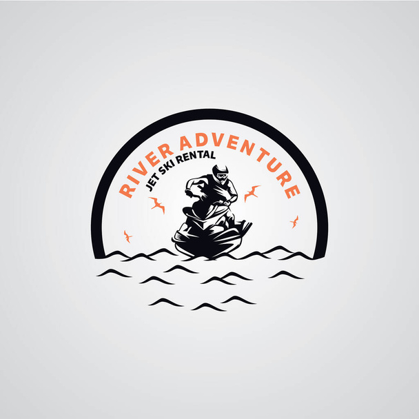 Plantilla de diseños de logotipo de moto acuática con fondo blanco - Vector, imagen
