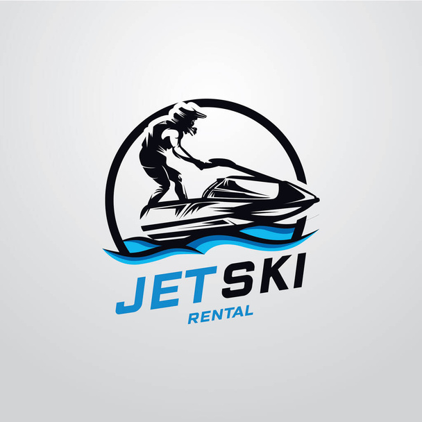 Jet Ski Logo Design šablony s bílým pozadím - Vektor, obrázek