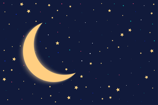 night background with moon and stars - Vektör, Görsel