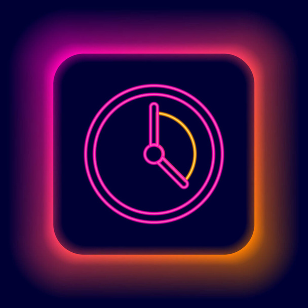 Glowing neon line Time Management icon isolated on black background. Clock sign. Productivity symbol. Colorful outline concept. Vector - ベクター画像