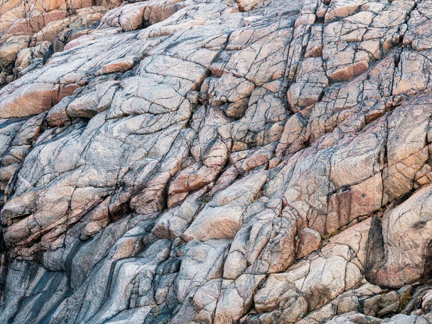 Las formaciones rocosas - las capas rocosas, se acercan. Textura ondulatoria, una formación rocosa en el Mar de Barents. - Foto, imagen