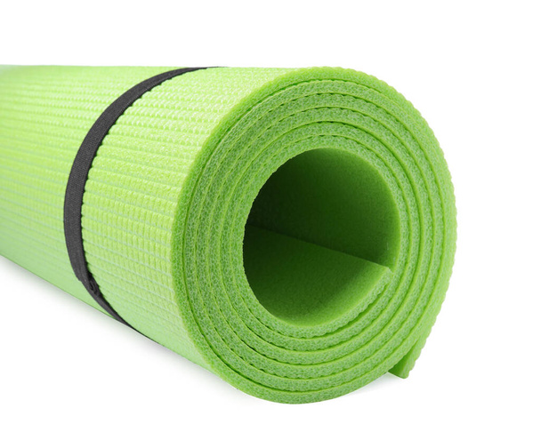 Rolled camping mat on white background, closeup - Photo, image