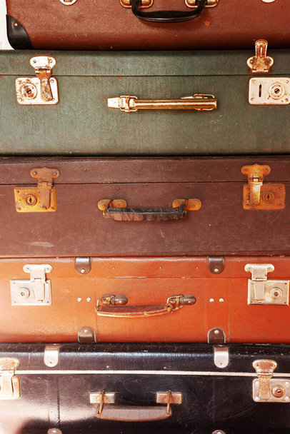 old vintage suitcases on a white background - Photo, image