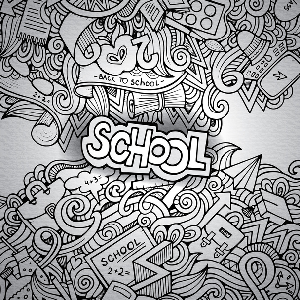 Cartoon vector doodles hand drawn school - Vector, Image