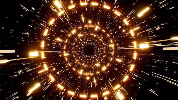 Tecnologia abstrata Túnel de luz laranja - Foto, Imagem