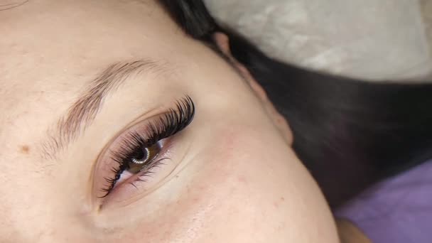 Lash extensions in beauty salon macro eye  - Footage, Video