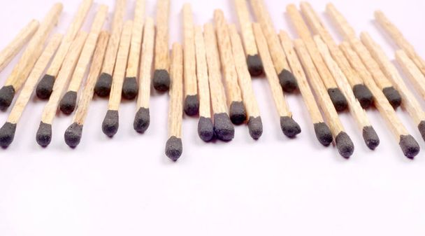 fósforos de madeira isolado no fundo branco, close-up tiro - Foto, Imagem