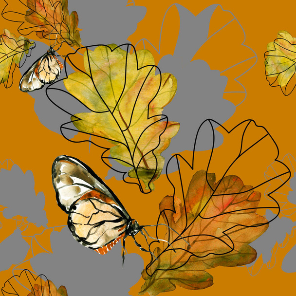 Natur im Herbstn.Kunst.Abbildung auf weißem und farbigem Hintergrund. - Foto, Bild