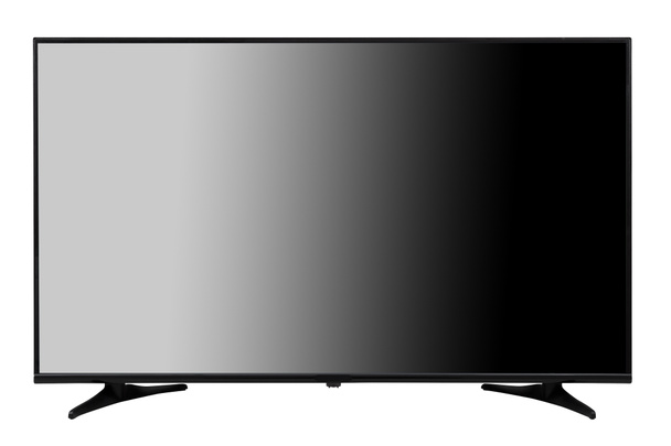 Noir moderne télévision à écran plat isolé sur fond blanc. Vue frontale. - Photo, image