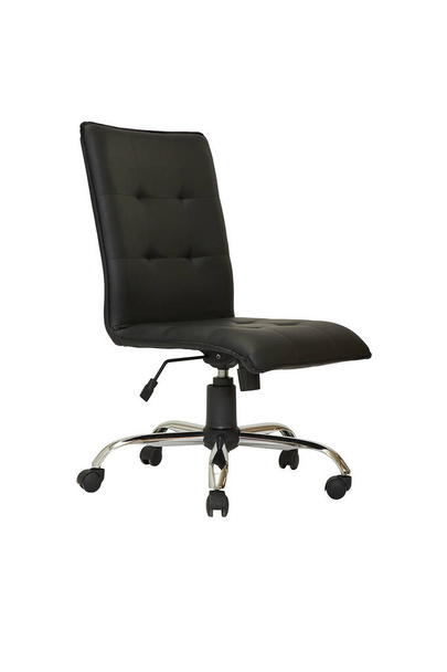 sillón de cuero de oficina negro sobre ruedas aisladas sobre fondo blanco. vista lateral
 - Foto, Imagen