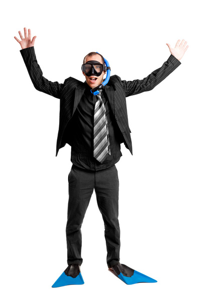 Businessman with a scuba mask - Zdjęcie, obraz