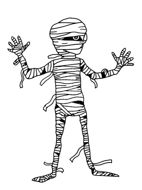 mummy  ,character ,halloween ,illustration,black white colors - Photo, Image