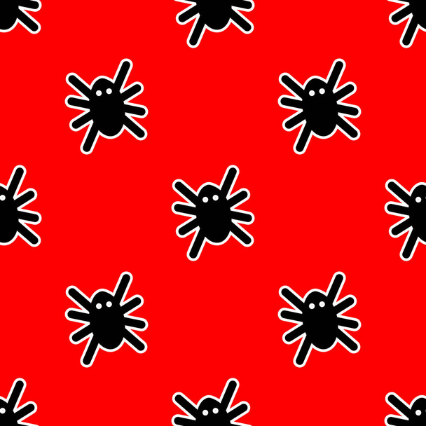 узор черных пауков на красном фоне - Вектор,изображение