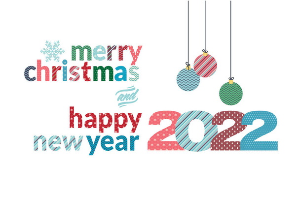 Merry Christmas and Happy New Year 2022 greeting card. - Vector, Image