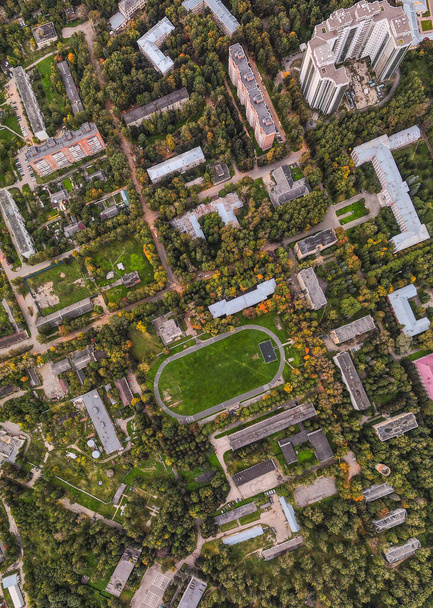 aerial photography of the green football field in Solnechnogorsk - Фото, зображення