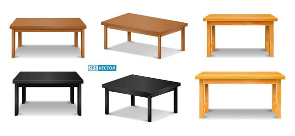sada realistické hnědé dřevěné desky stolu nebo borového dřeva stůl izolované nebo montážní stůl displej detailní. eps vektor - Vektor, obrázek