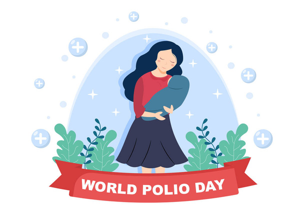 Sfondo della Giornata Mondiale della Poliomielite Celebrata il 24 ottobre Medicina per la Malattia da Minaccia di Vita Causata dal Poliovirus. Illustrazione vettoriale - Vettoriali, immagini