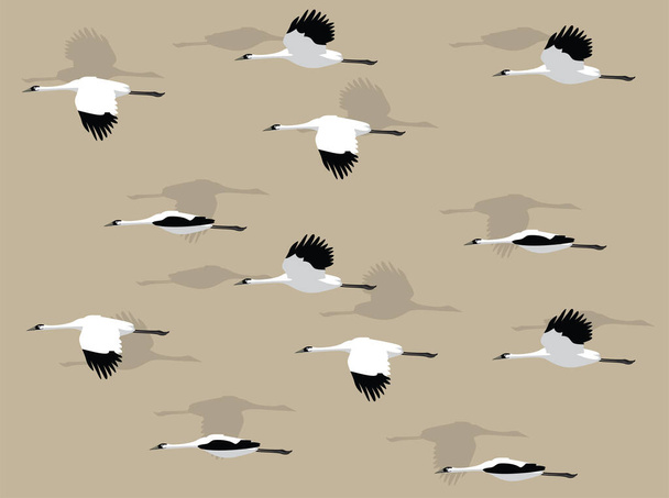 Animal Animation Whooping Crane Cartoon Illustration Seamless Background - Вектор,изображение