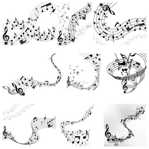 Musical notes staff set - Vector, Image