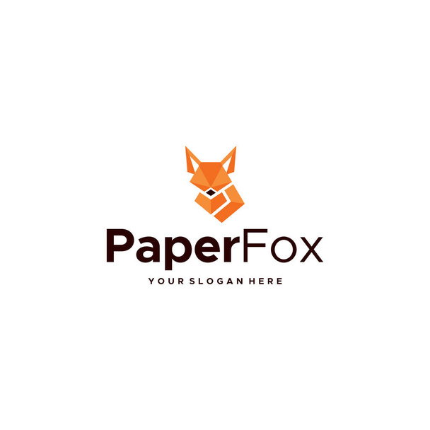 Minimalist Kağıt Tilki hayvanları kurt logosu tasarımı  - Vektör, Görsel