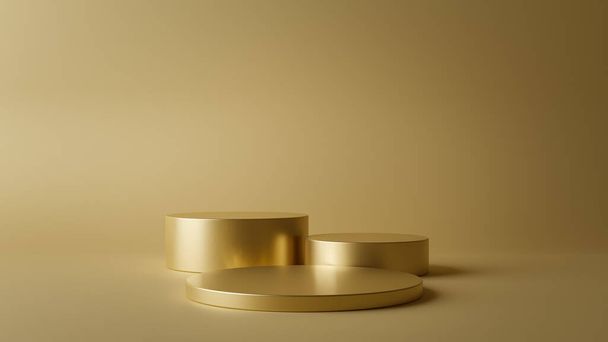 podium géométrique doré de luxe à fond doré. 3d-Illustration - Photo, image